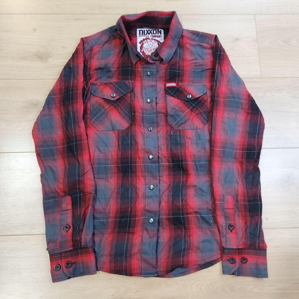 Dixxon Flannel Shirt Womens Small Red Plaid Button Up Blood Sweat Tears
